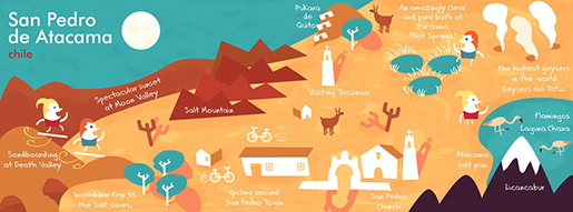 Mapa fofo de San Pedro de Atacama (Fonte: They Draw and Travel)